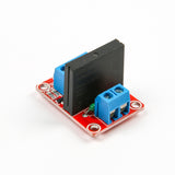 1-channel 5V solid state relay module with blue terminal blocks and black relay component