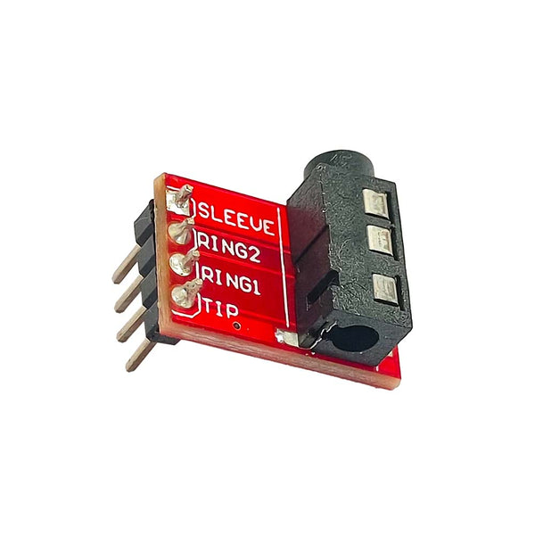 Close-up of ShillehTek 3.5mm Stereo Audio Jack Breakout Board Pro Module pins