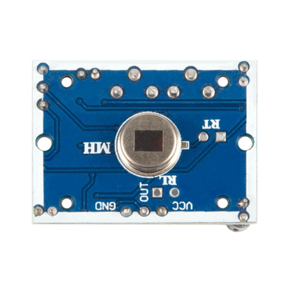 ShillehTek HC-SR501 PIR sensor bottom angle view displaying circuitry and metal sensor