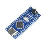 Arduino Nano V3.0 ATmega328P Type-C board angled top showing microcontroller and pins