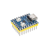 angled top view of ShillehTek RP2040 Zero Microcontroller Board with marked reset and boot buttons