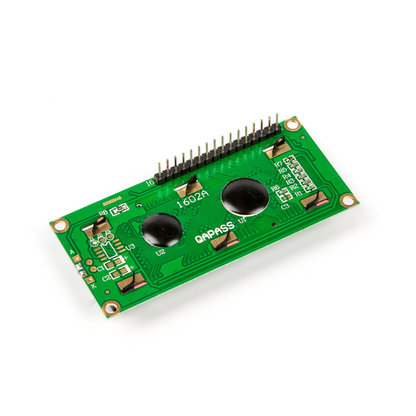 Rear angled view of ShillehTek LCD1602 16x2 LCD module circuit detail