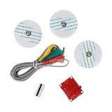 ShillehTek AD8232 ECG Module set with coiled cables, clip electrodes and four round electrode pads
