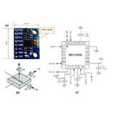 Diagram showing MPU6050 chip dimensions and pin configuration for ShillehTek sensor