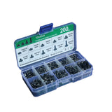200-piece 6mm tactile push button switch kit in a plastic organizer box with labeled compartments