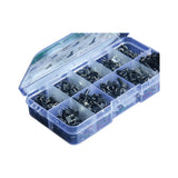 Plastic box with 200 pieces of 6mm light touch button switches in multiple compartments
