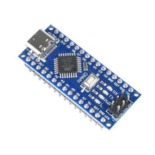 Arduino Nano V3.0 ATmega328P 16MHz CH340C Type-C board close-up top view