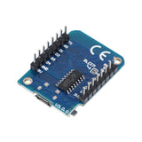 ESP8266 D1 Mini V3 4MB blue circuit board bottom view pin headers Arduino