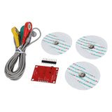 ShillehTek AD8232 ECG Module kit with red printed circuit board and multiple electrode pads