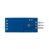 Reverse side of ShillehTek DHT11 sensor module with exposed printed circuit board