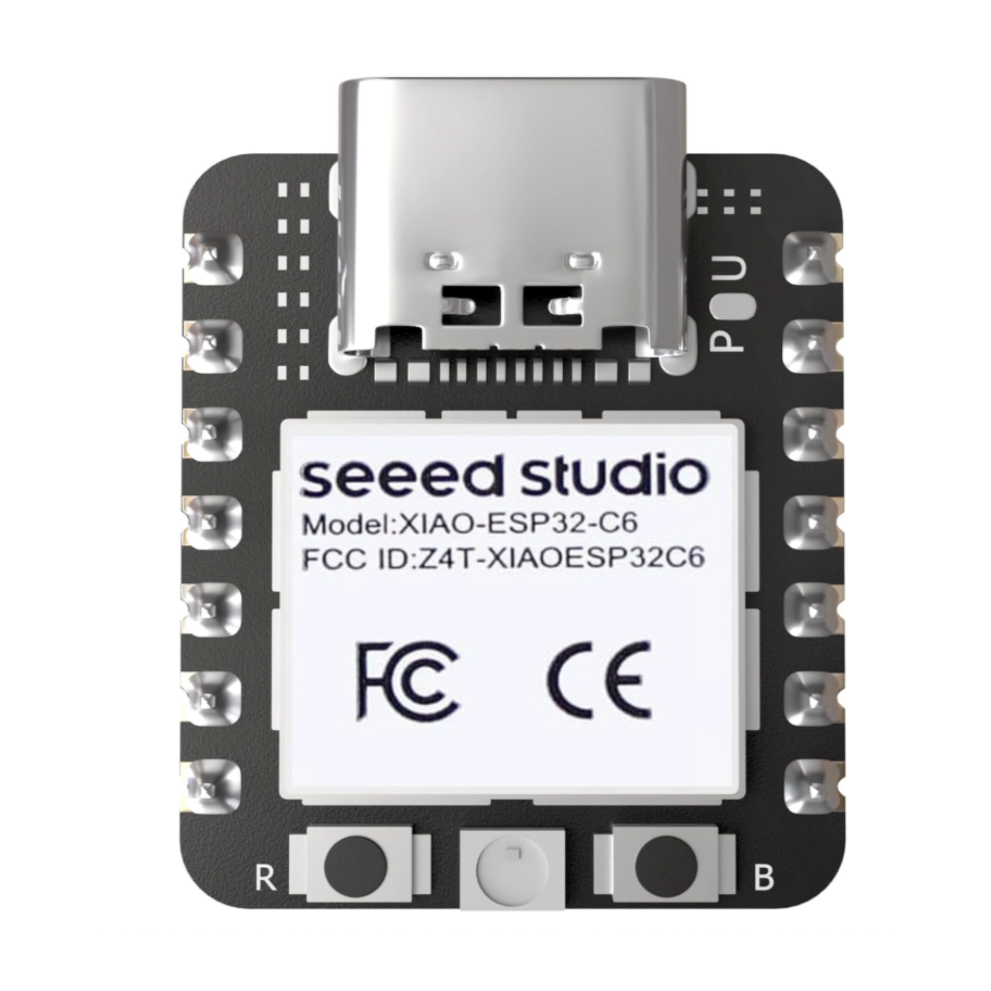 Close-up front view of ESP32-C6 XIAO Seeed development board