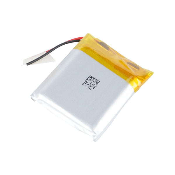 Silver rectangular 602535 500mAh 3.7V rechargeable lithium battery with yellow tape