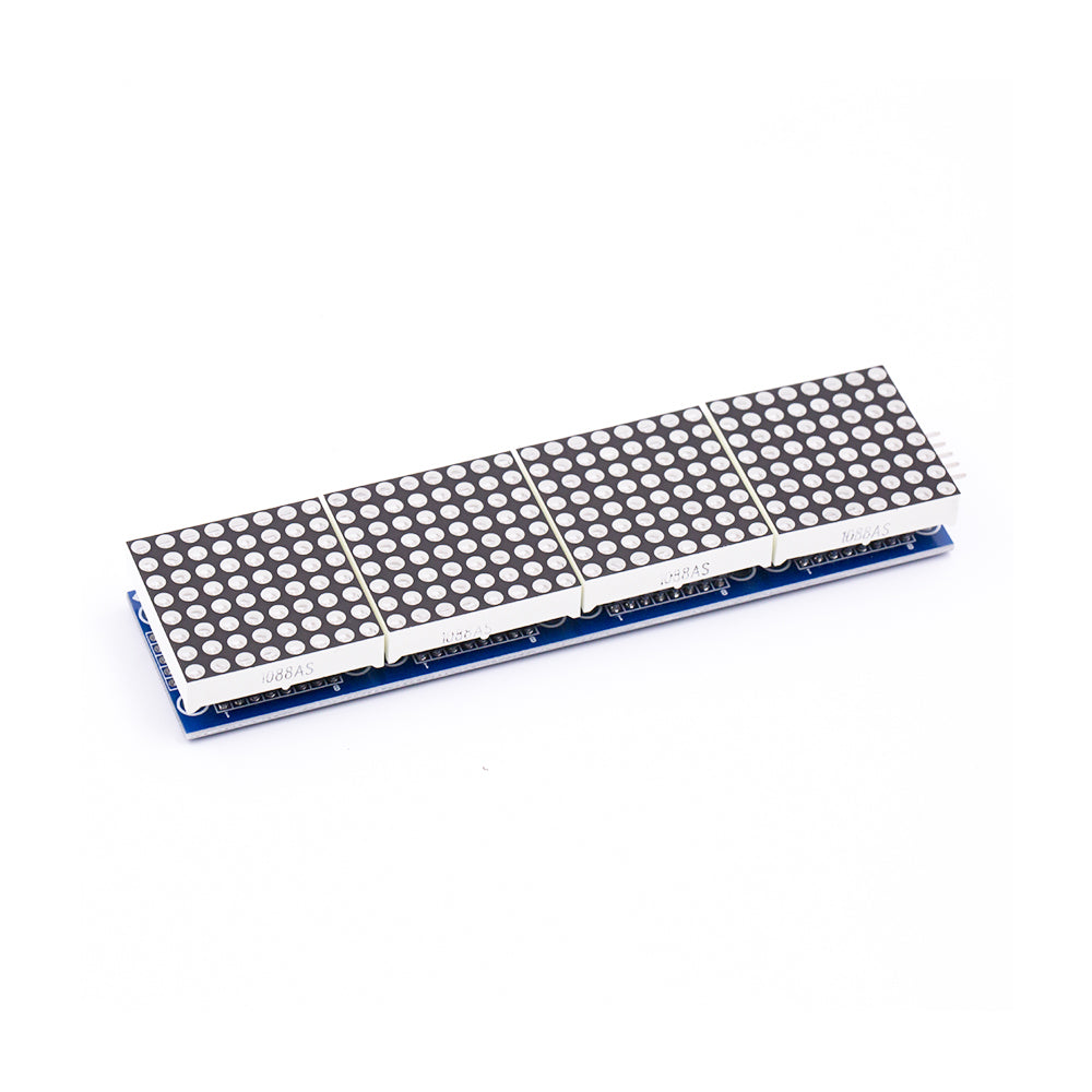 MAX7219 4-in-1 Dot Matrix Display Module with red LEDs on blue board