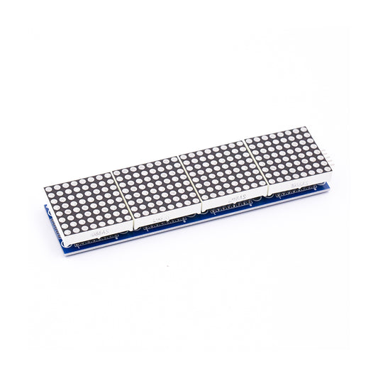 MAX7219 4-in-1 Dot Matrix Display Module with red LEDs on blue board