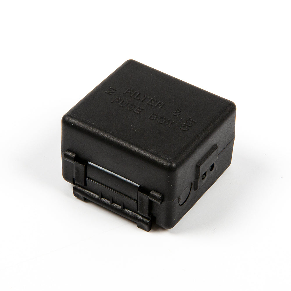 Closed black plastic casing for ShillehTek 433MHz 12V 1-Channel Relay Module