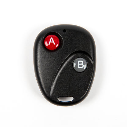 Back view of black two-button remote key fob for 433MHz 12V relay module