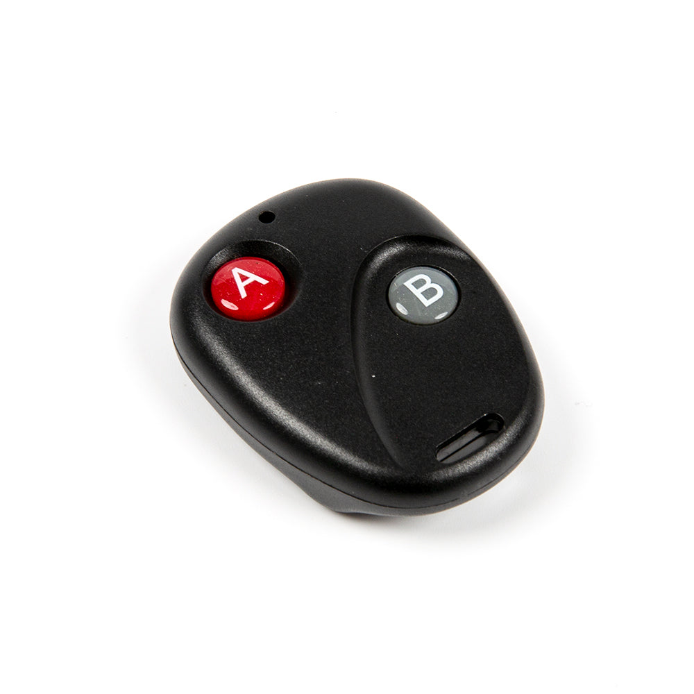 Close-up of blue relay and green terminal blocks on ShillehTek 433MHz 12V relay