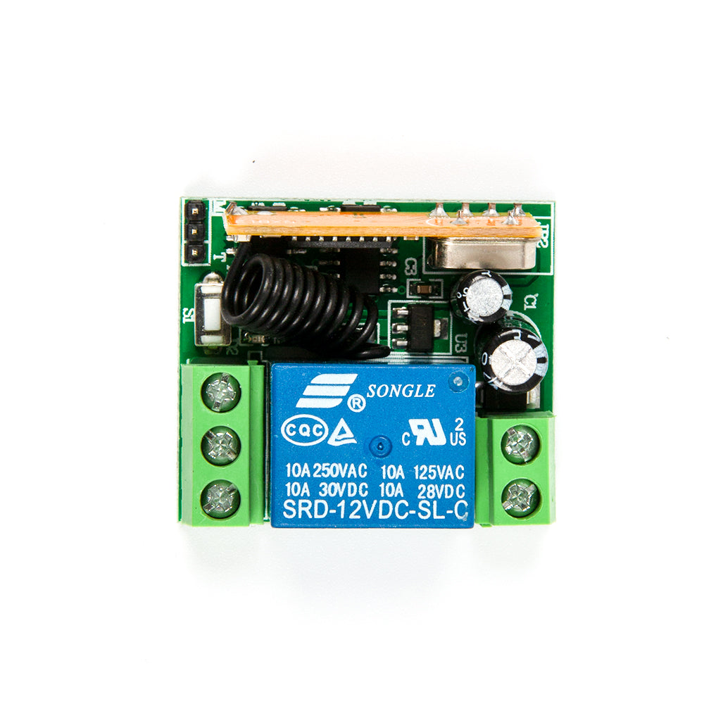 Reverse side of ShillehTek 433MHz 12V 1-Channel Relay Module circuit board