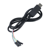 Top view of FT232RL USB to TTL Serial Cable Adapter coiled with pin connectors