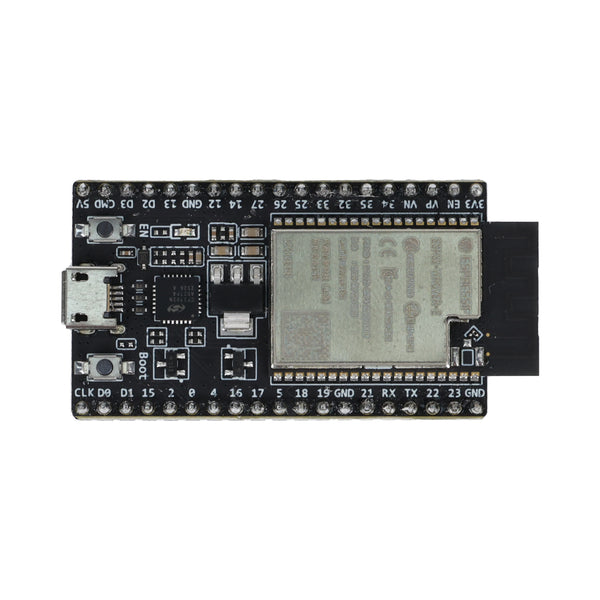 Top view of ESP32-DevKitC-VE board showing metal shield and pin labels