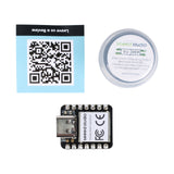 Seeeduino XIAO SAMD21 Arduino board next to QR code label