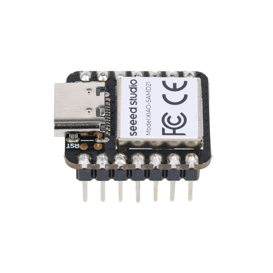 Close-up of Seeeduino XIAO SAMD21 Arduino board rear view