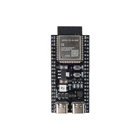 Top view of ESP32-S3 DevKitC-1 Dev Board with pre-soldered headers and USB ports