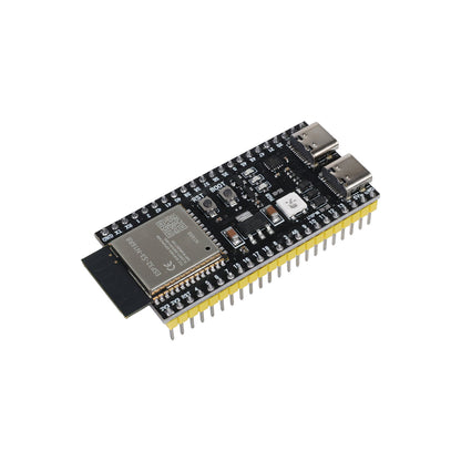 Close-up side angle of ESP32-S3 DevKitC-1 Dev Board showing headers and components