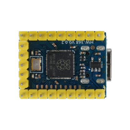 close-up of ShillehTek RP2040 Zero Microcontroller Board showing USB-C port and main chip