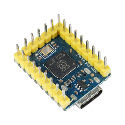 bottom close-up of ShillehTek RP2040 Zero Microcontroller Board showing chip markings and headers