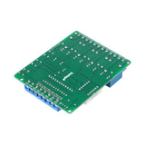 Bottom view of relay module showing soldered circuit paths ShillehTek