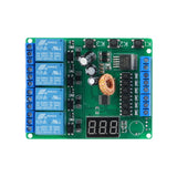 Top view of relay module with relays, capacitors, push buttons and display ShillehTek