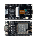 Top and bottom views of ESP32-CAM board displaying OV3660 camera and WiFi module
