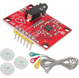 AD8232 ECG sensor kit with pre-soldered header pins, electrode cable and three pads