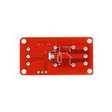 Bottom view of ShillehTek 1-channel 5V relay board showing circuit tracks