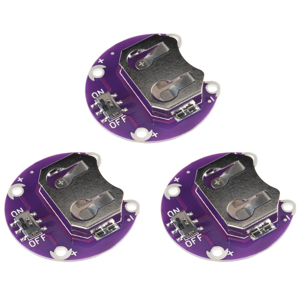 SHILLEHTEK Lilypad Coin Cell Battery Holder | CR2032 Battery Mount Module (3 Pack)