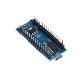 Side angled view of bottom side pins and USB port Arduino Nano V3.0 Pre-Soldered