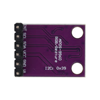 Back side of APDS-9960 RGB gesture proximity and color sensor module with pin labels and mounting holes