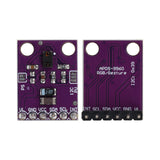 APDS-9960 RGB gesture proximity and color sensor module showing front and back sides with pin labels