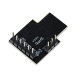 Close-up of ATtiny85 USB development board pins and USB connector for Arduino projects