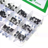 Plastic organizer box with 300 common triode transistors S9012 S9013 S9014 and S8050 sorted in compartments