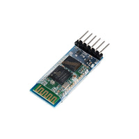 Close up of HC-05 6-Pin Bluetooth Module with exposed circuitry