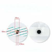 ECG electrode pads front and back view with size dimensions for AD8232 heart rate and ECG sensor