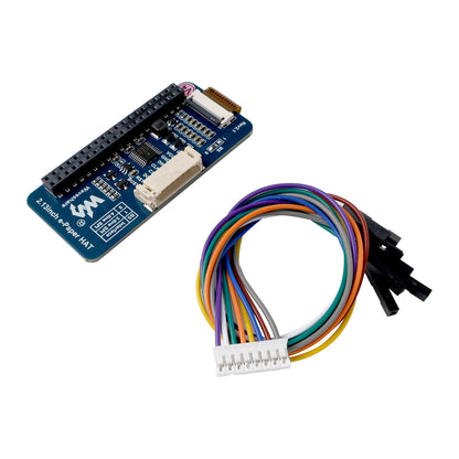 2.13 inch black and white e-paper HAT with SPI interface and included multicolor jumper wires