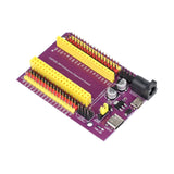 ESP32 38-pin GPIO expansion breakout board with yellow headers and power connectors