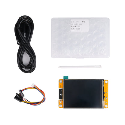 ESP32 LVGL 2.8 inch 240x320 smart display with resistive touch, USB cable, stylus, and jumper wires
