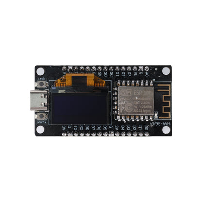 ESP8266 NodeMCU development board with 0.96 inch OLED display and Type-C port top view