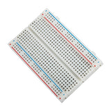 Close-up top view of ShillehTek 400-point small solderless breadboard