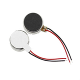 Two flat coin vibration motors with red and black wires for Arduino Raspberry Pi and ESP32 projects