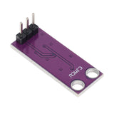 Back side of GUVA-S12SD UV light intensity sensor module with purple PCB and three-pin header